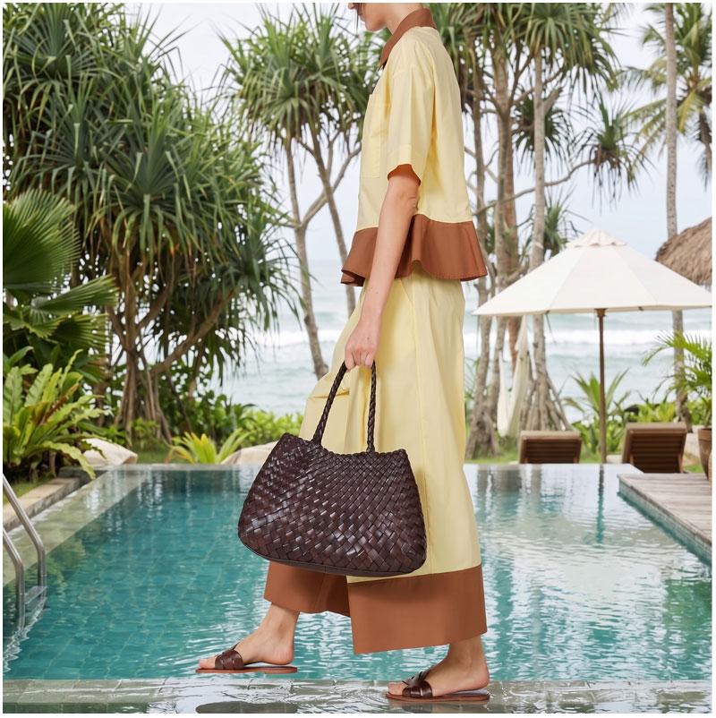 Dragon Diffusion Dark Brown Leather Santa Croce Big Tote Bag