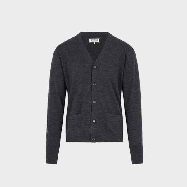 Maison Margiela Wool Blend V-Neck Cardigan Gray Men S50HP0037 M13235 859F