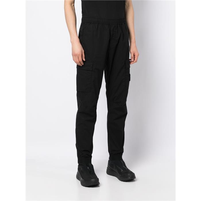 STONE ISLAND Stretch Classic Pants with Badge Patch Black Men