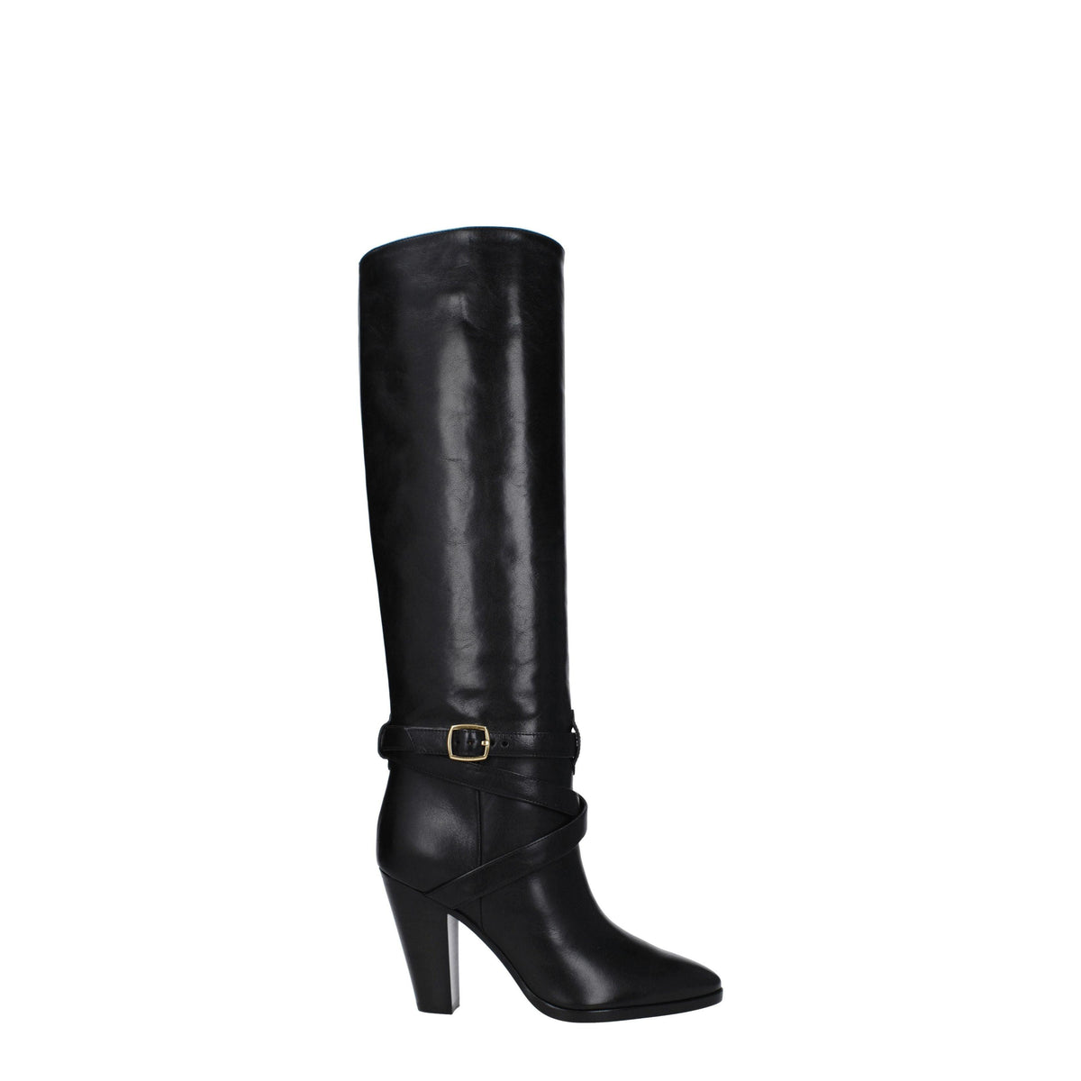 CELINE Black Leather Knee-High Boots