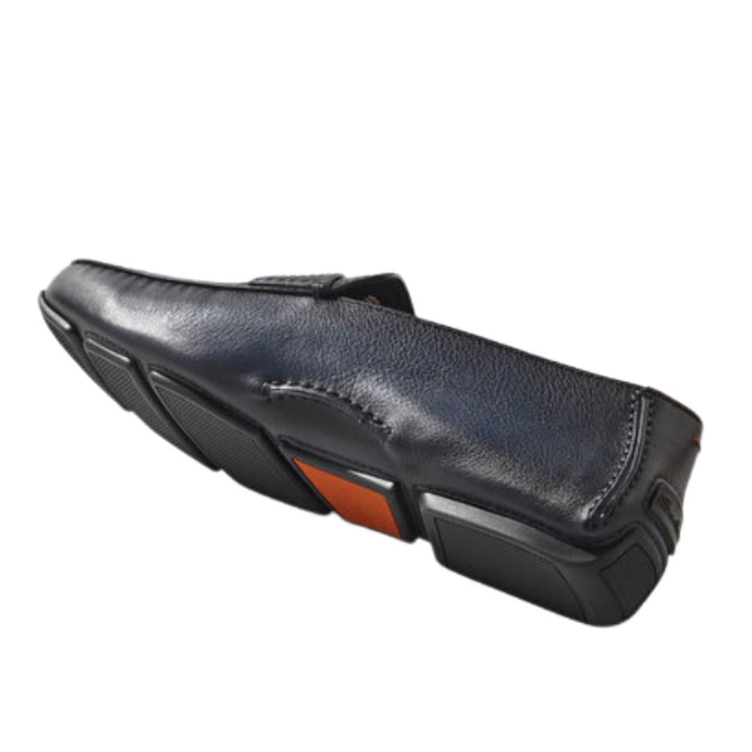 SANTONI Black Leather Loafers for Men MGDR18476 SMASGFRN01