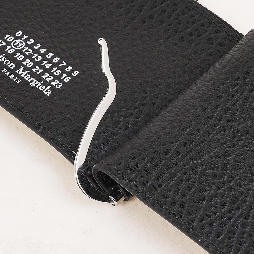 Maison Margiela Four-Stitch Leather Money Clip Wallet Black