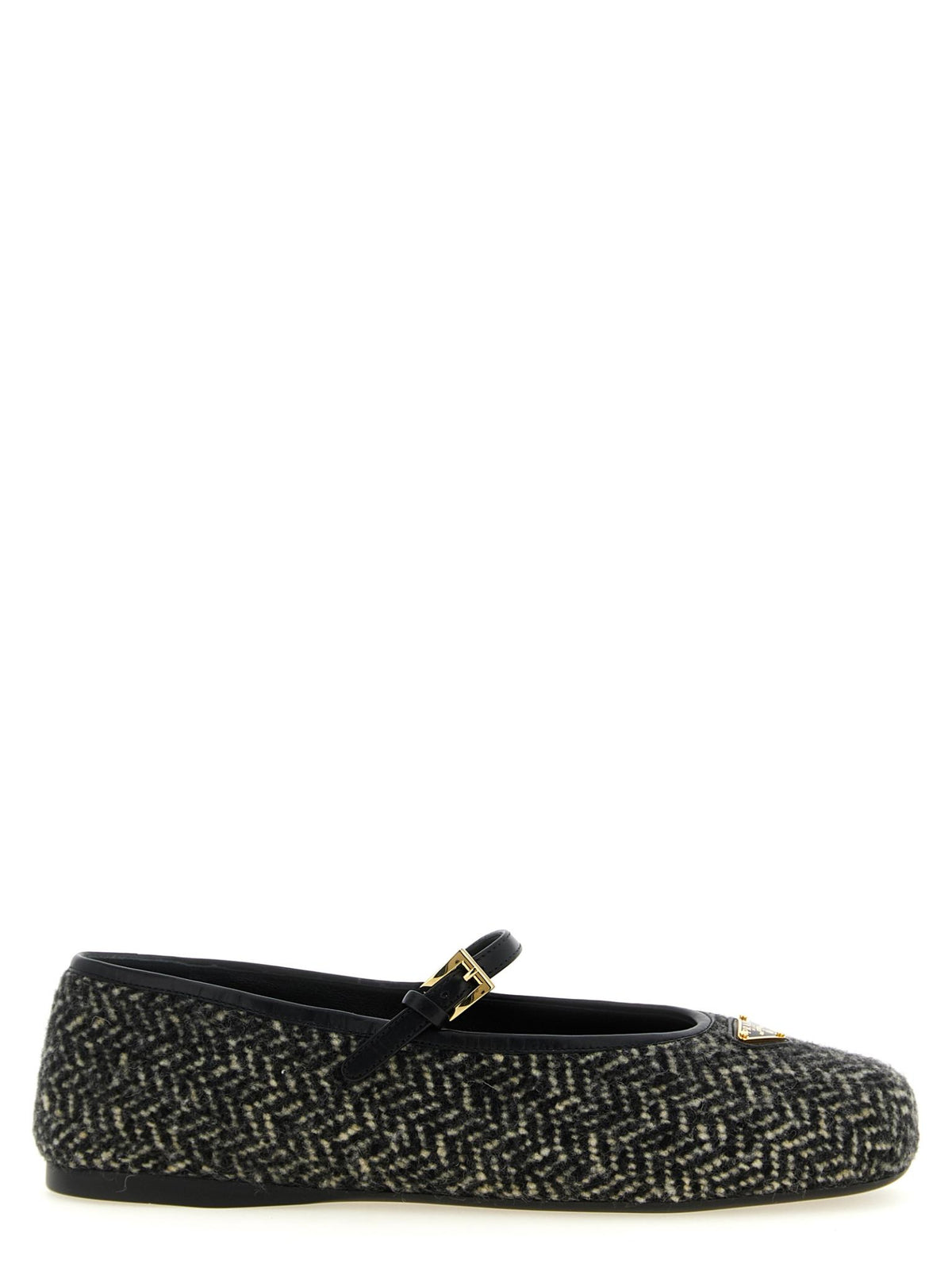 PRADA Black Leather Pointed Toe Flat Shoes