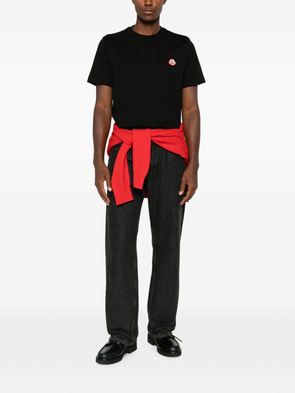 Moncler Black Cotton Short Sleeve T-Shirt for Men
