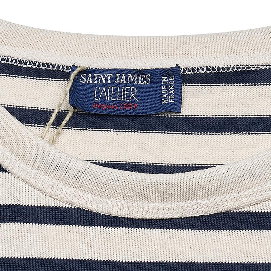 Saint James Unisex Ecru/Navy Striped GUERANDE T-Shirt