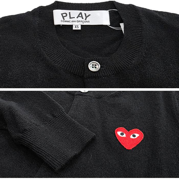 Comme des Garcons Black Cardigan Red Heart Patch Knit