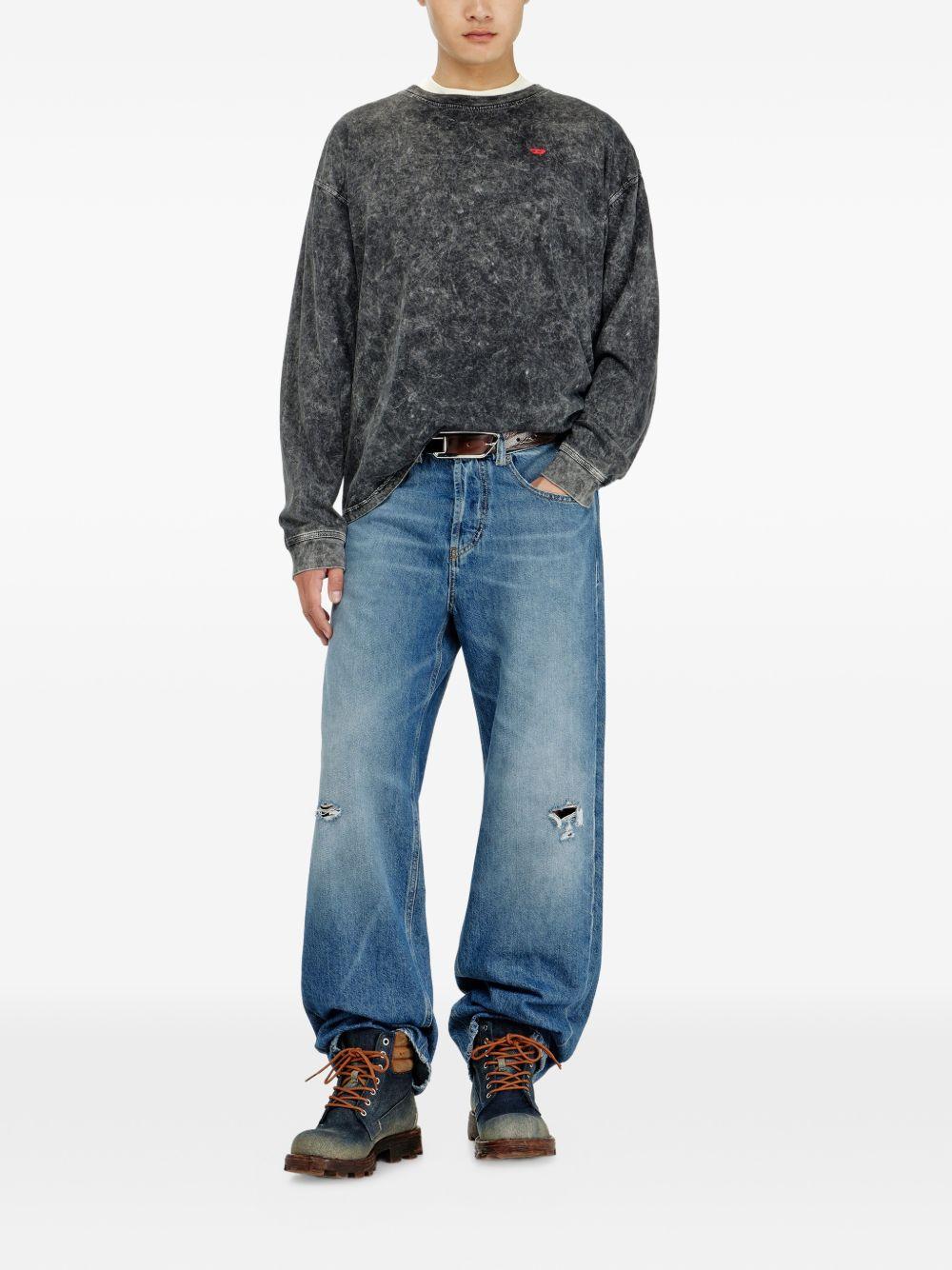 DIESEL Black Long Sleeve T-Shirt Men’s Cotton Crewneck