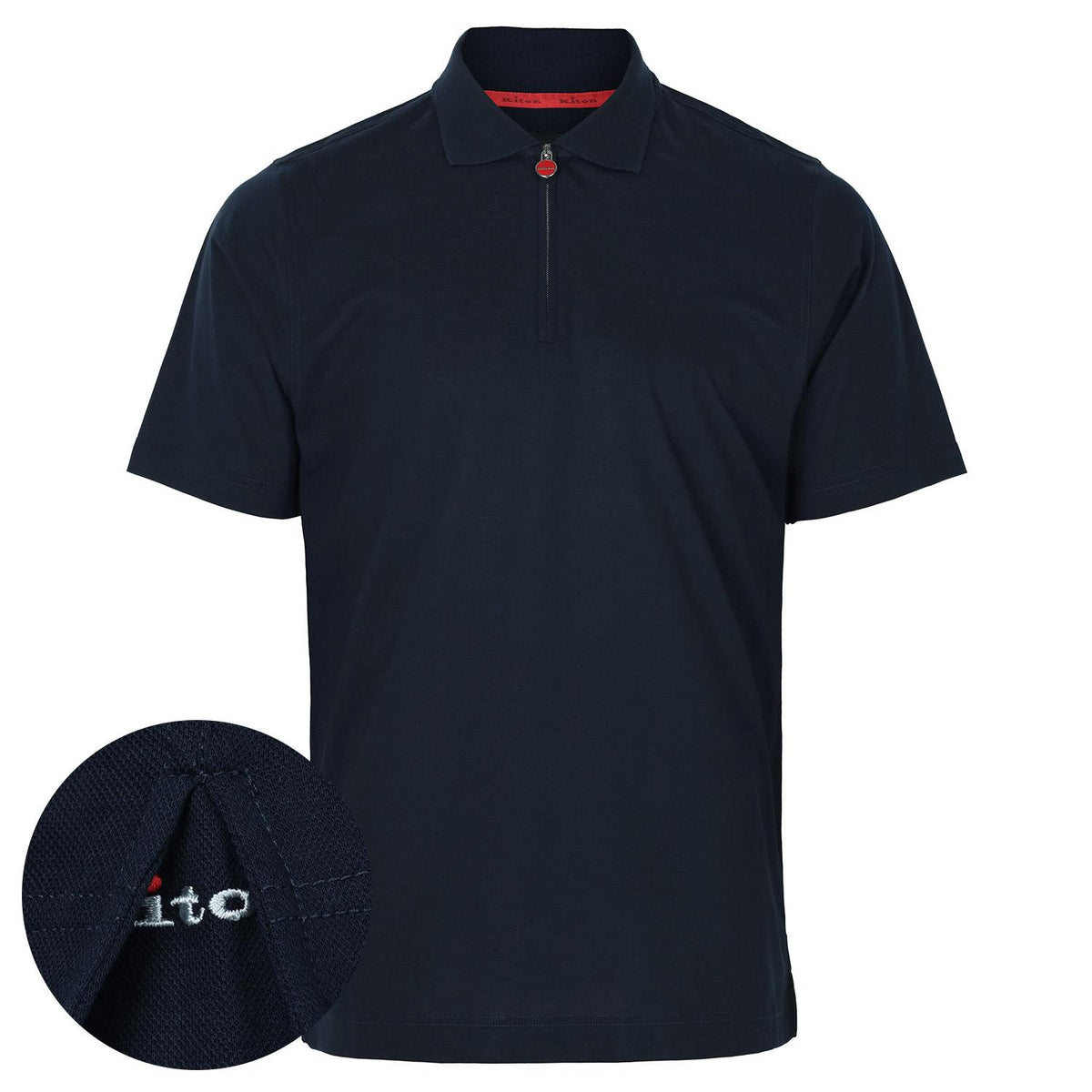 Kiton Navy Half Zip Polo T-Shirt UMK1171 K4
