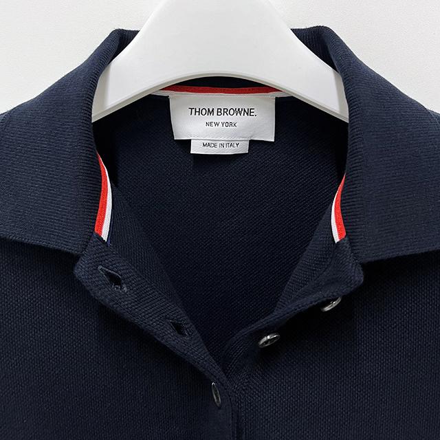 THOM BROWNE Navy Classic 4-Bar Armband Long-Sleeve Polo Tee