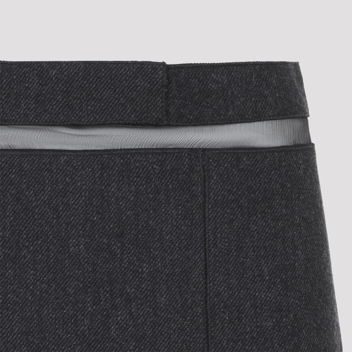 PRADA Black Wool Blend Midi Skirt