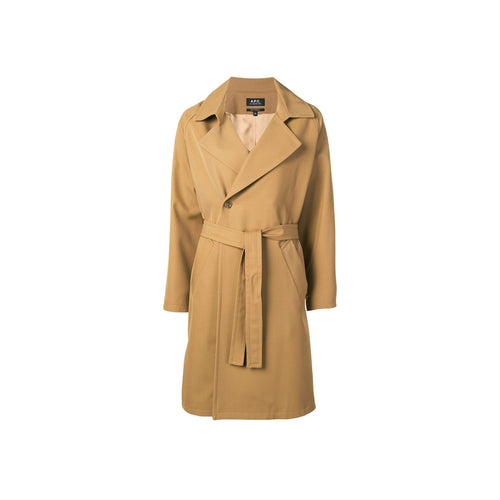 A.P.C. Camel Double-Breasted Belted Coat
