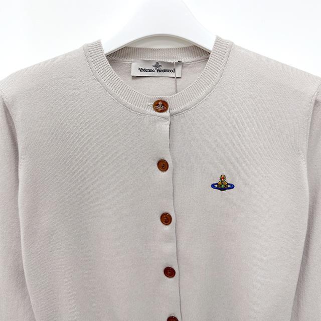 Vivienne Westwood BEA Embroidered Logo Cardigan Beige Knit