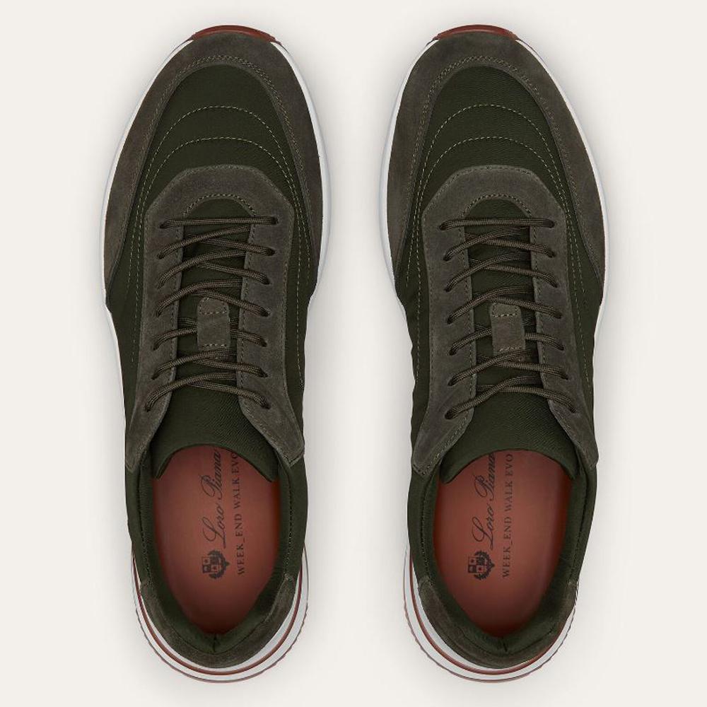 Loro Piana Suede Calfskin Weekend Walk Sneakers Island Green