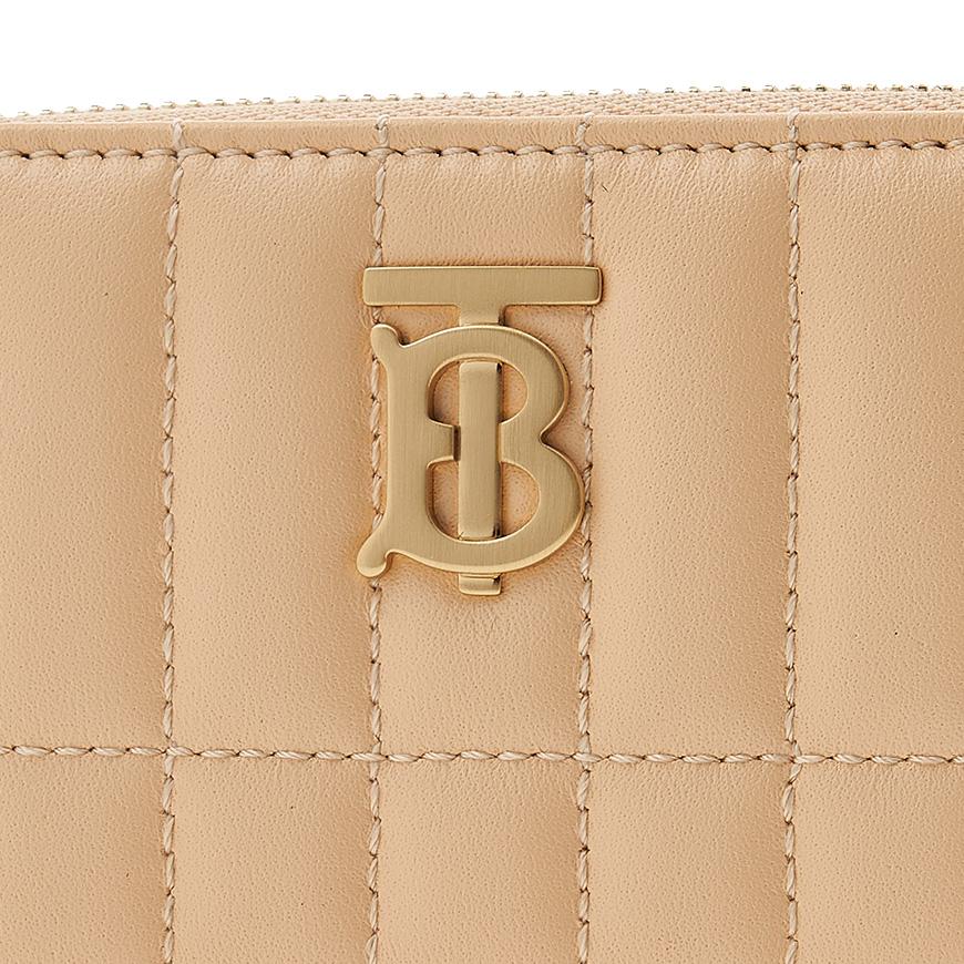 BURBERRY Lola Zip Card Wallet Leather Beige Women’s