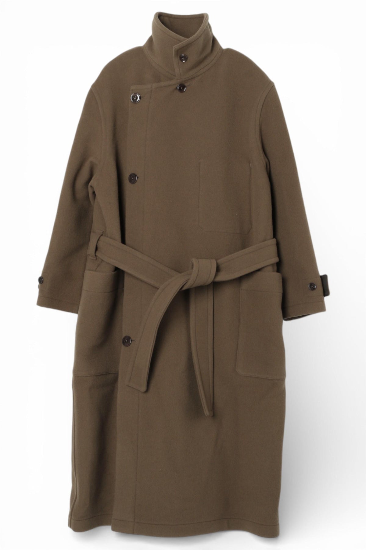 Lemaire Double-Face Wool Wrap Coat Dark Squirrel
