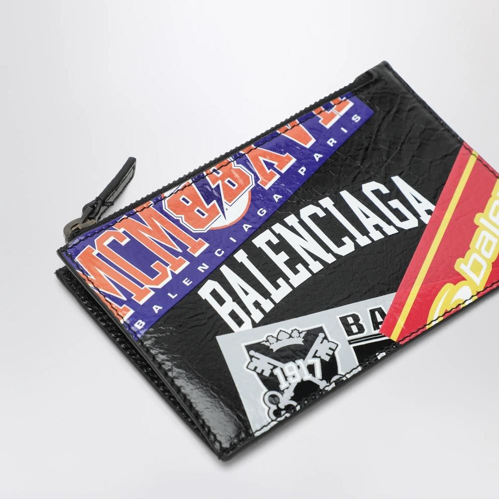 BALENCIAGA Cash Large Long Card Holder Wallet Black Leather