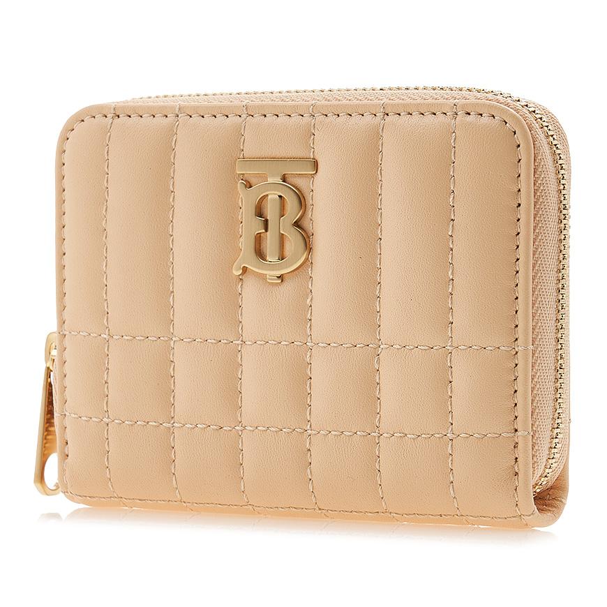 BURBERRY Lola Zip Card Wallet Leather Beige Women’s