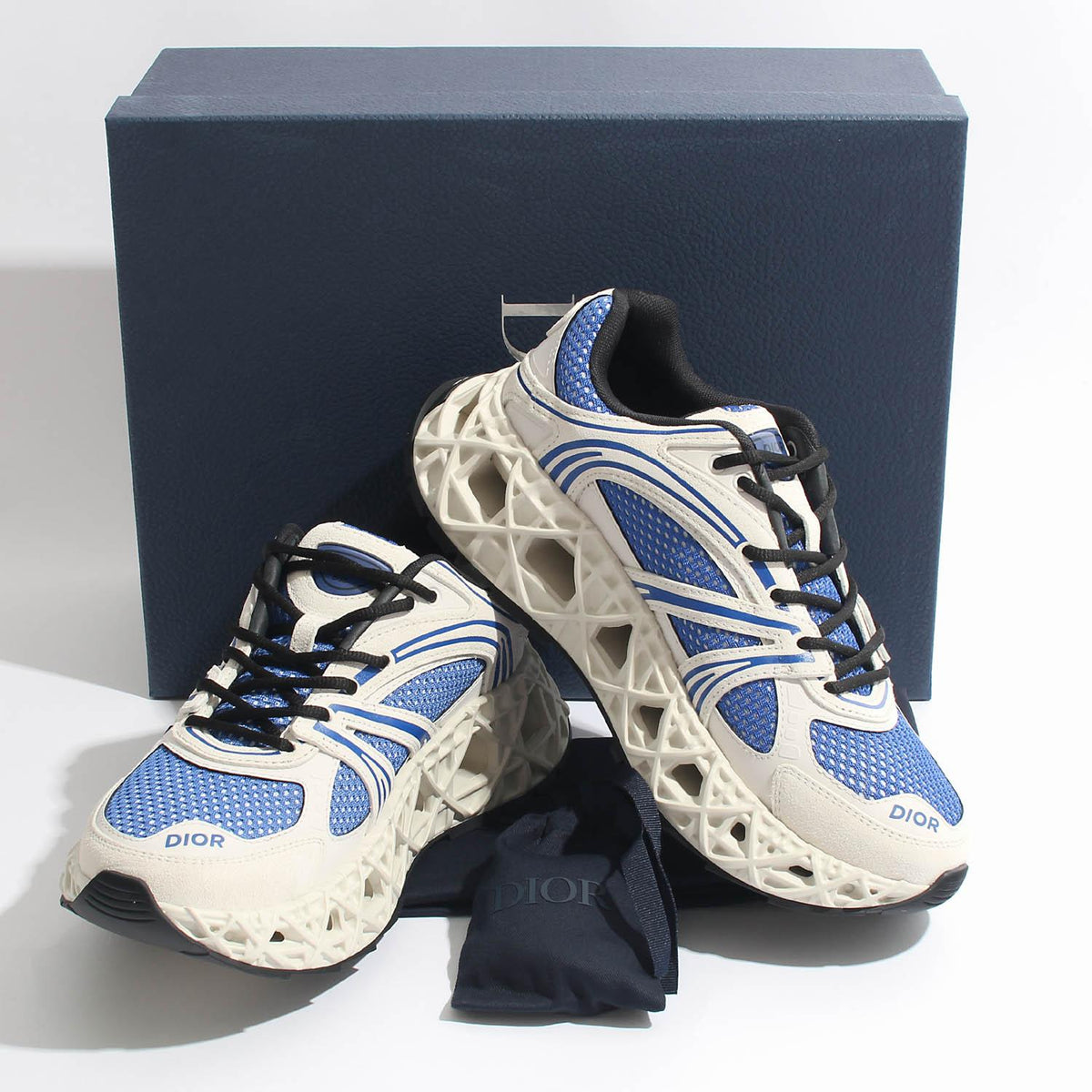 DIOR MEN White Blue B35 NXXT Low Top Sneakers