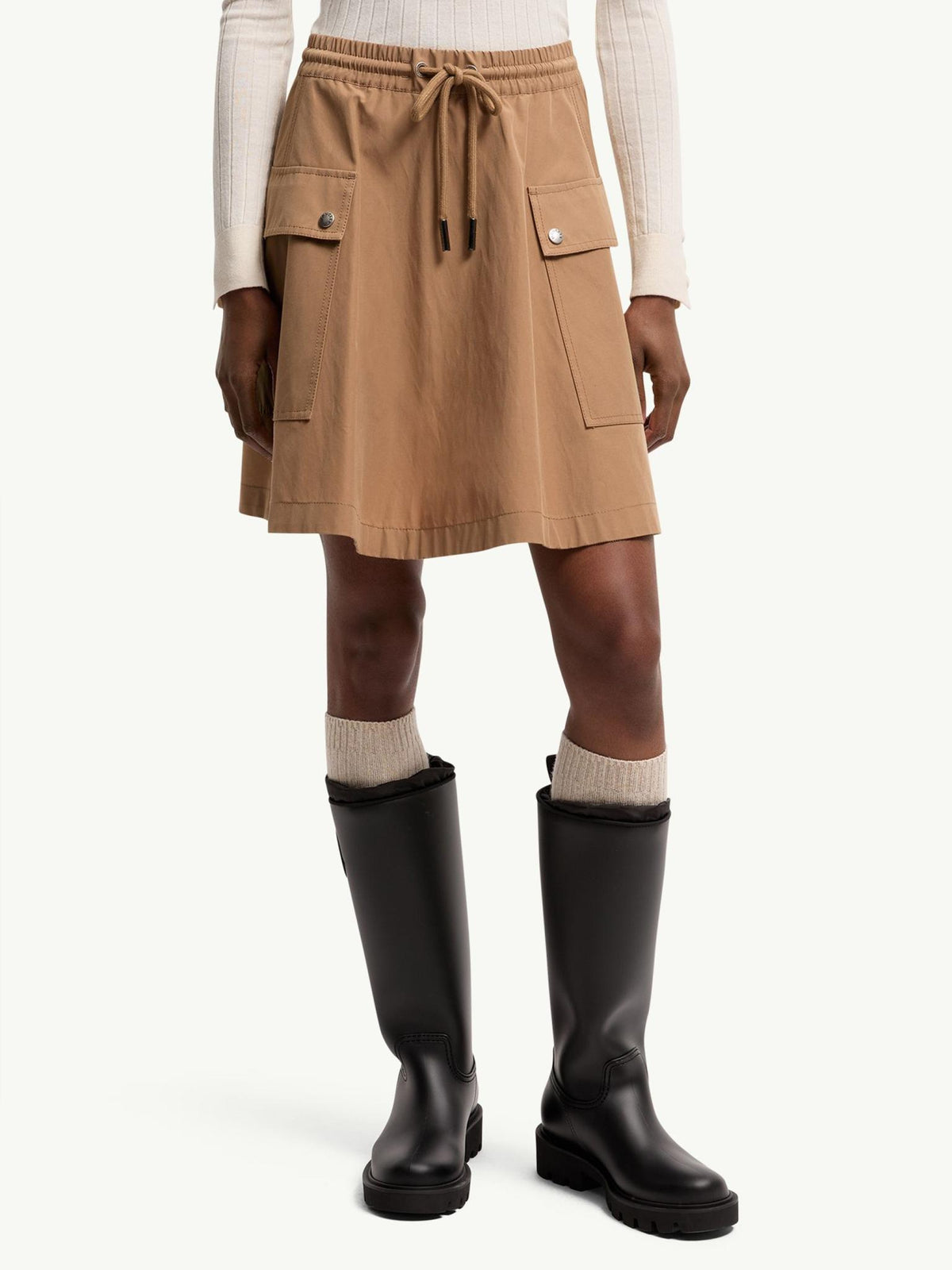 Moncler Black Wool-Blend Mini Skirt