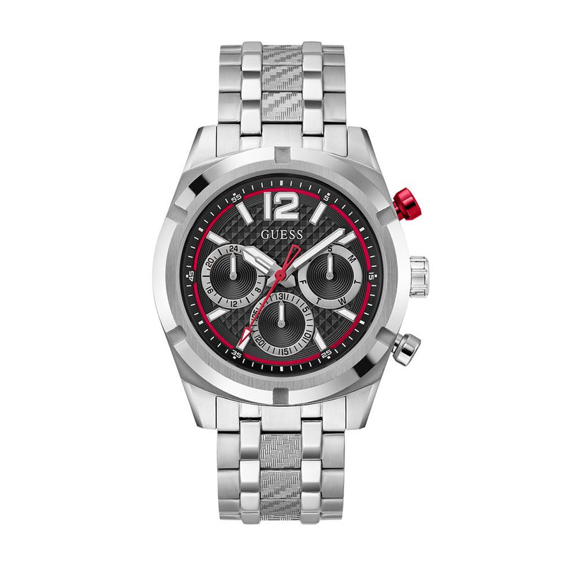 Guess Silver Black Metal Watch for Men GW0714G1