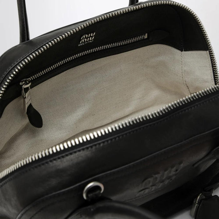 Miu Miu Nappa Leather Top Handle Tote Bag Black