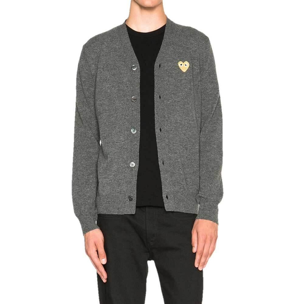 Comme des Garcons Grey Unisex Cardigan Gold Heart Knit