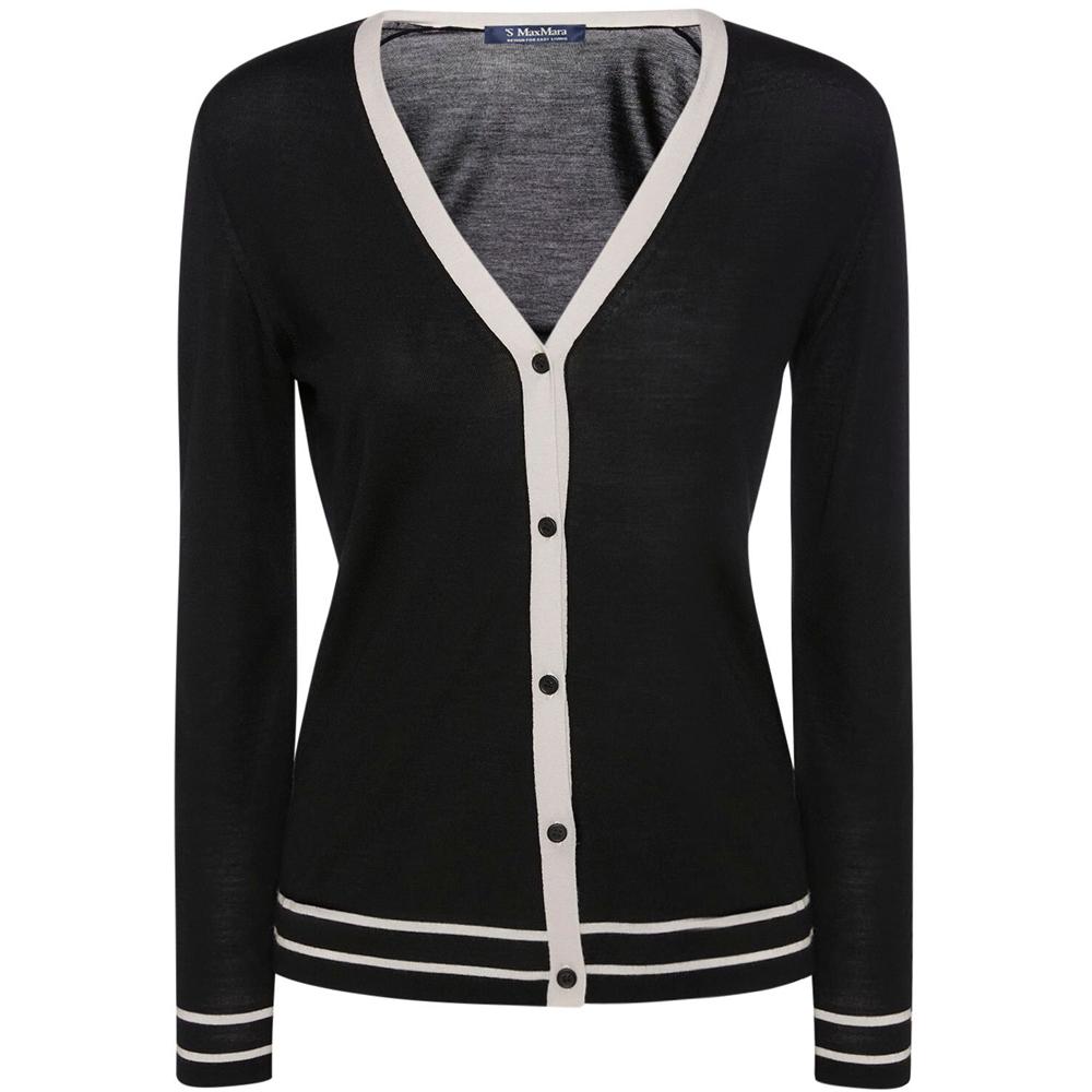 Max Mara V-Neck Wool Cardigan Black