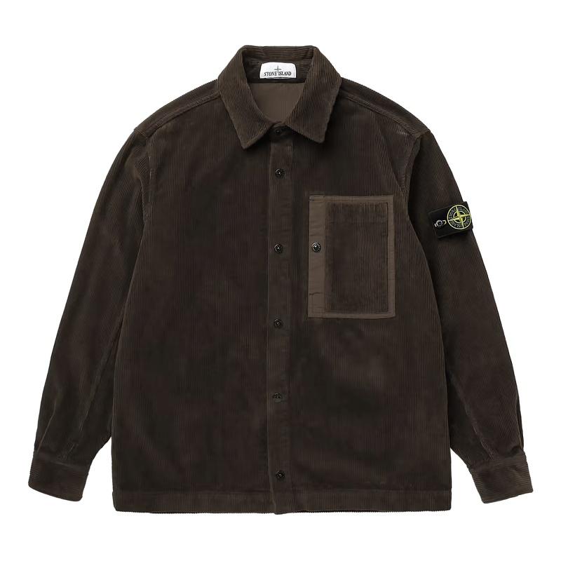 STONE ISLAND Corduroy Long Sleeve Shirt for Men Navy