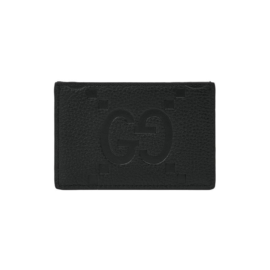 GUCCI Men’s GG Jumbo Leather Card Holder Wallet Black