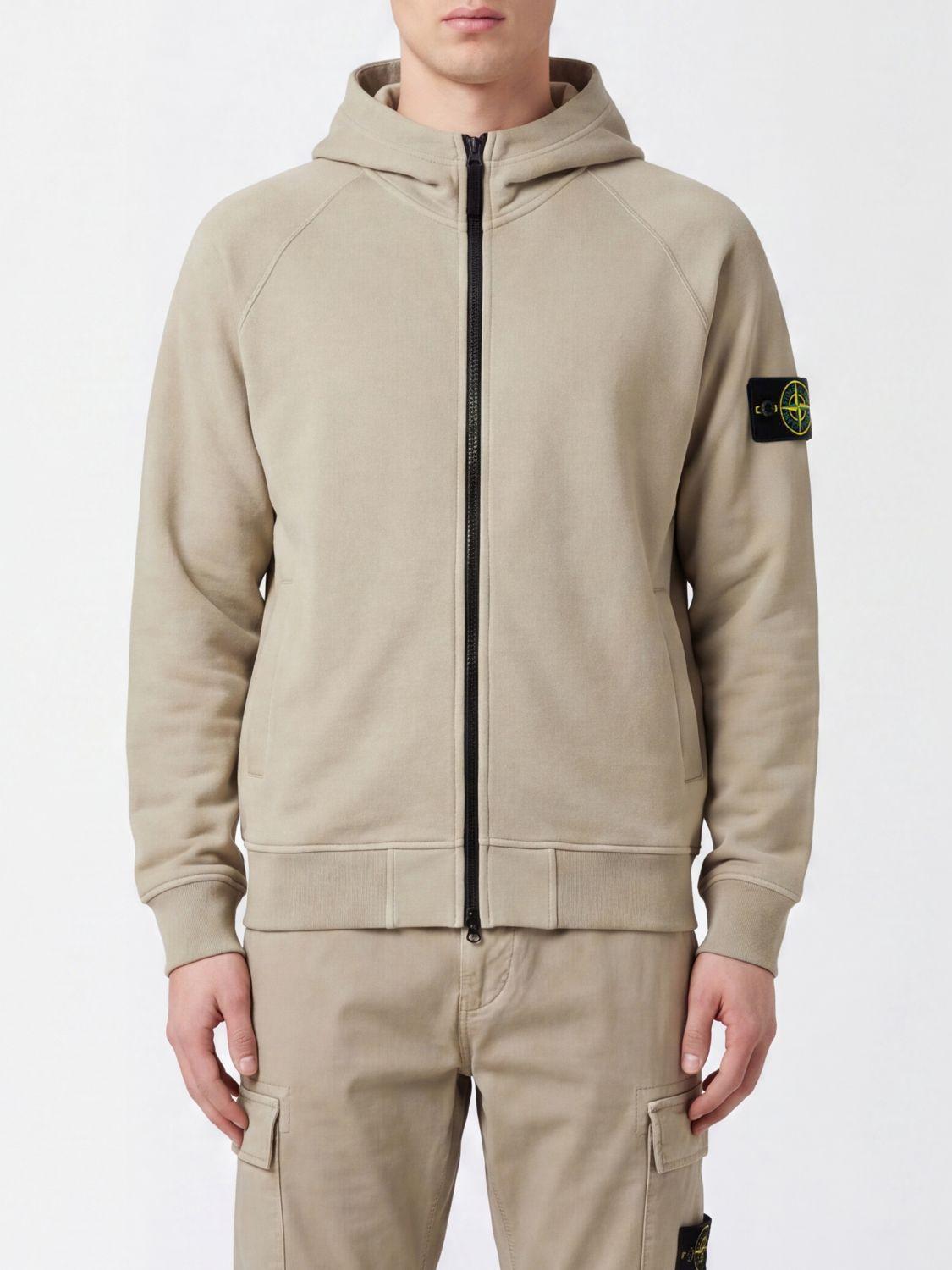 STONE ISLAND Zip-Up Bomber Jacket Navy Cotton Blend