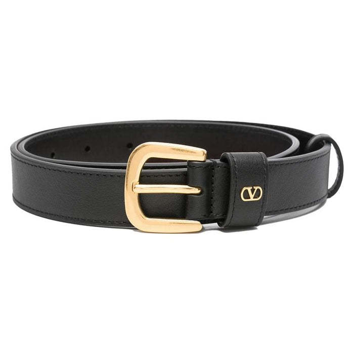 VALENTINO Mini Logo Black Leather Women’s Belt