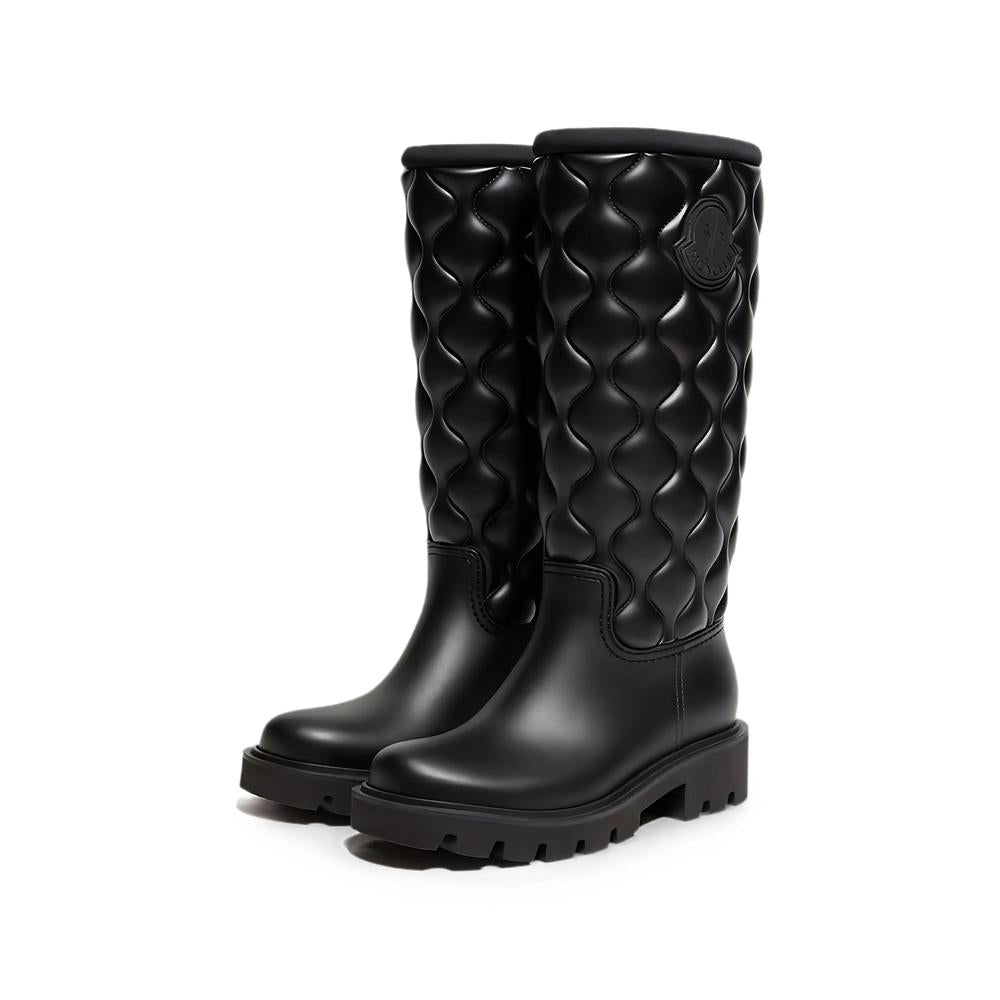 Moncler Black Leather Mid-Calf Boots