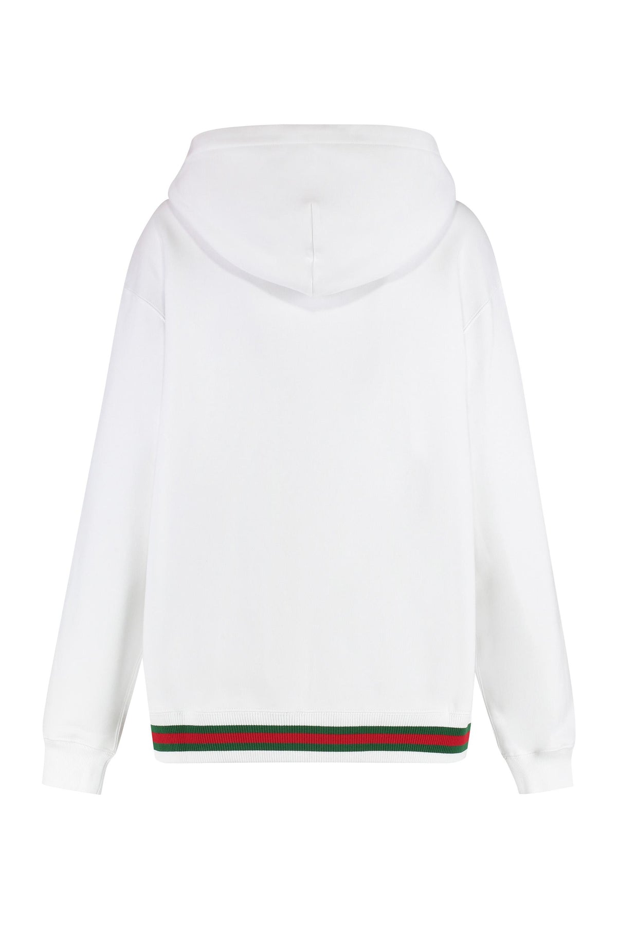 GUCCI White Cotton Logo Print Hoodie