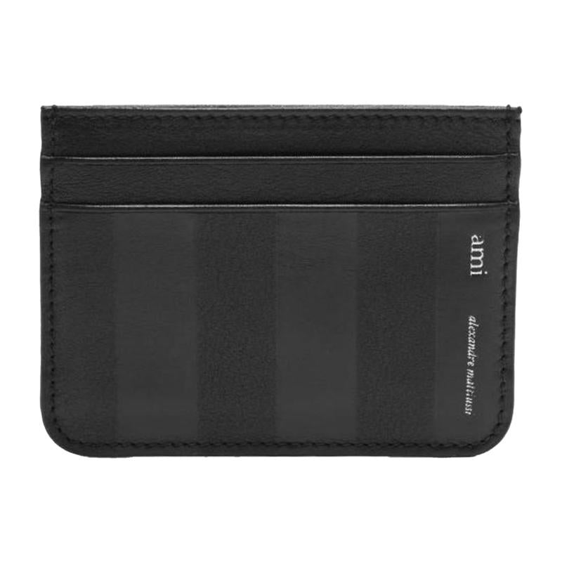 AMI Leather Card Holder Wallet Black Unisex