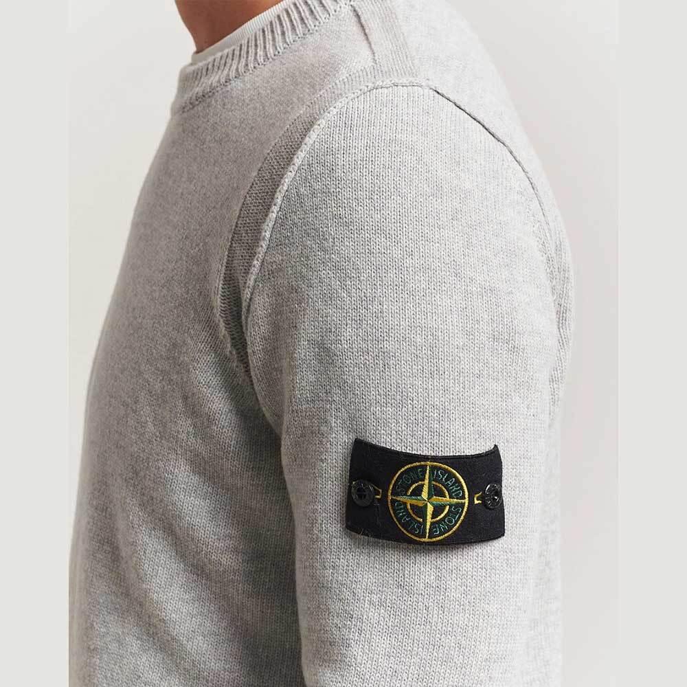 STONE ISLAND Melange Grey Lambswool Crewneck Sweater Men 5100072