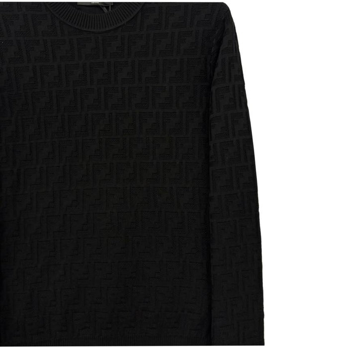 FENDI FF Logo Cotton Crewneck Knit Sweater for Men