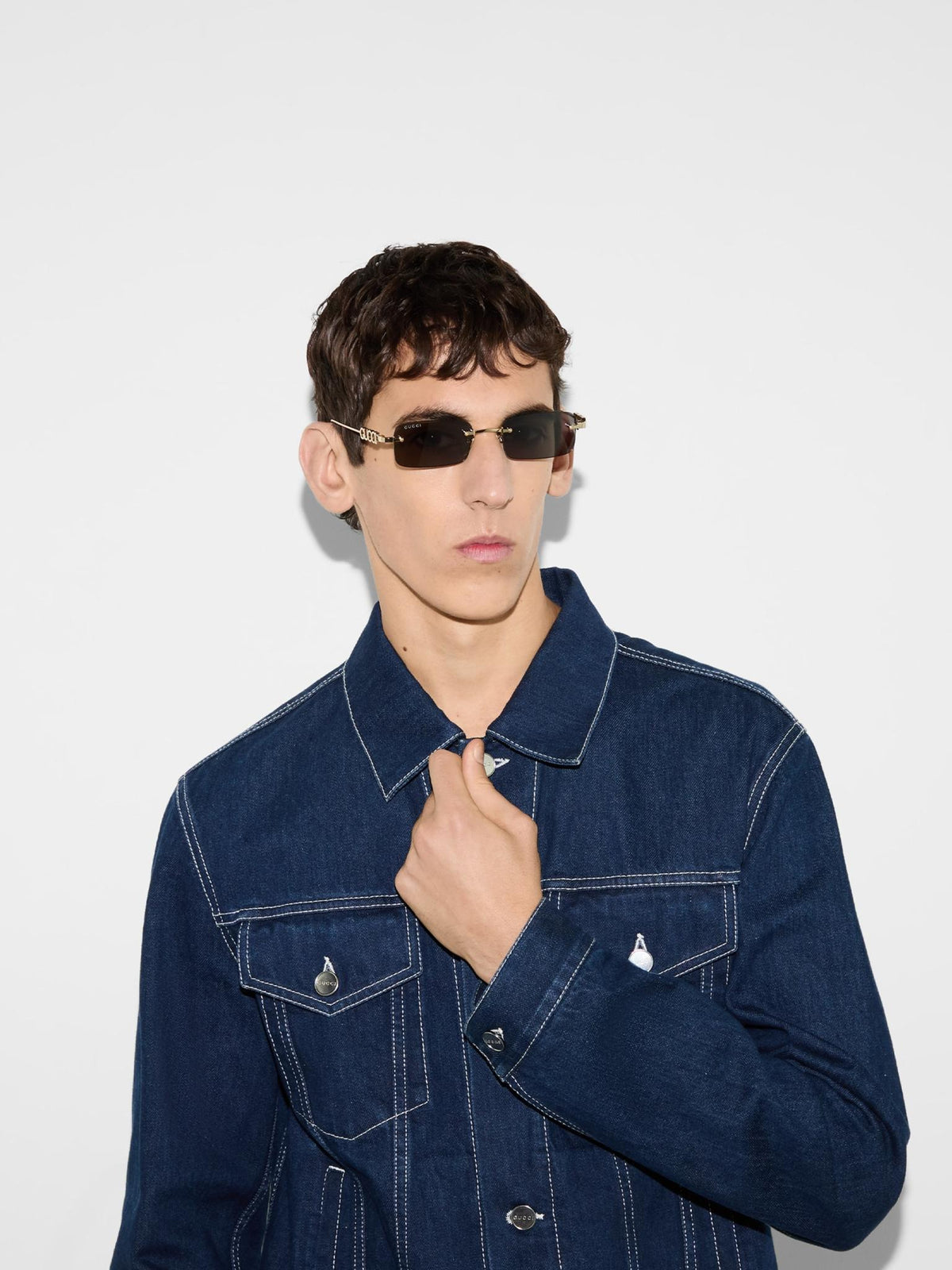 GUCCI Black Acetate Square Sunglasses