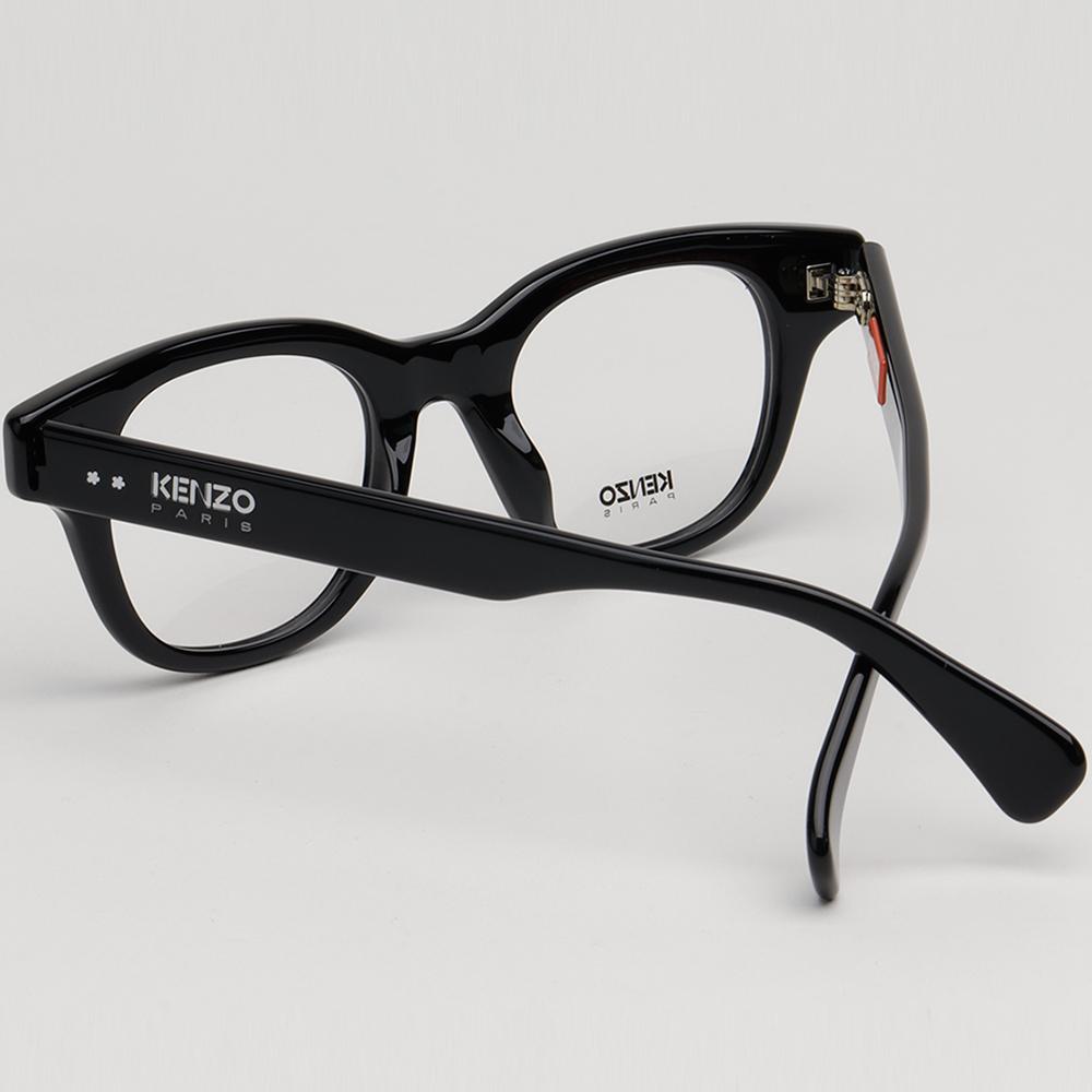 KENZO Black Thick Rectangle Acetate Eyeglass Frames Unisex KZ50176I 001