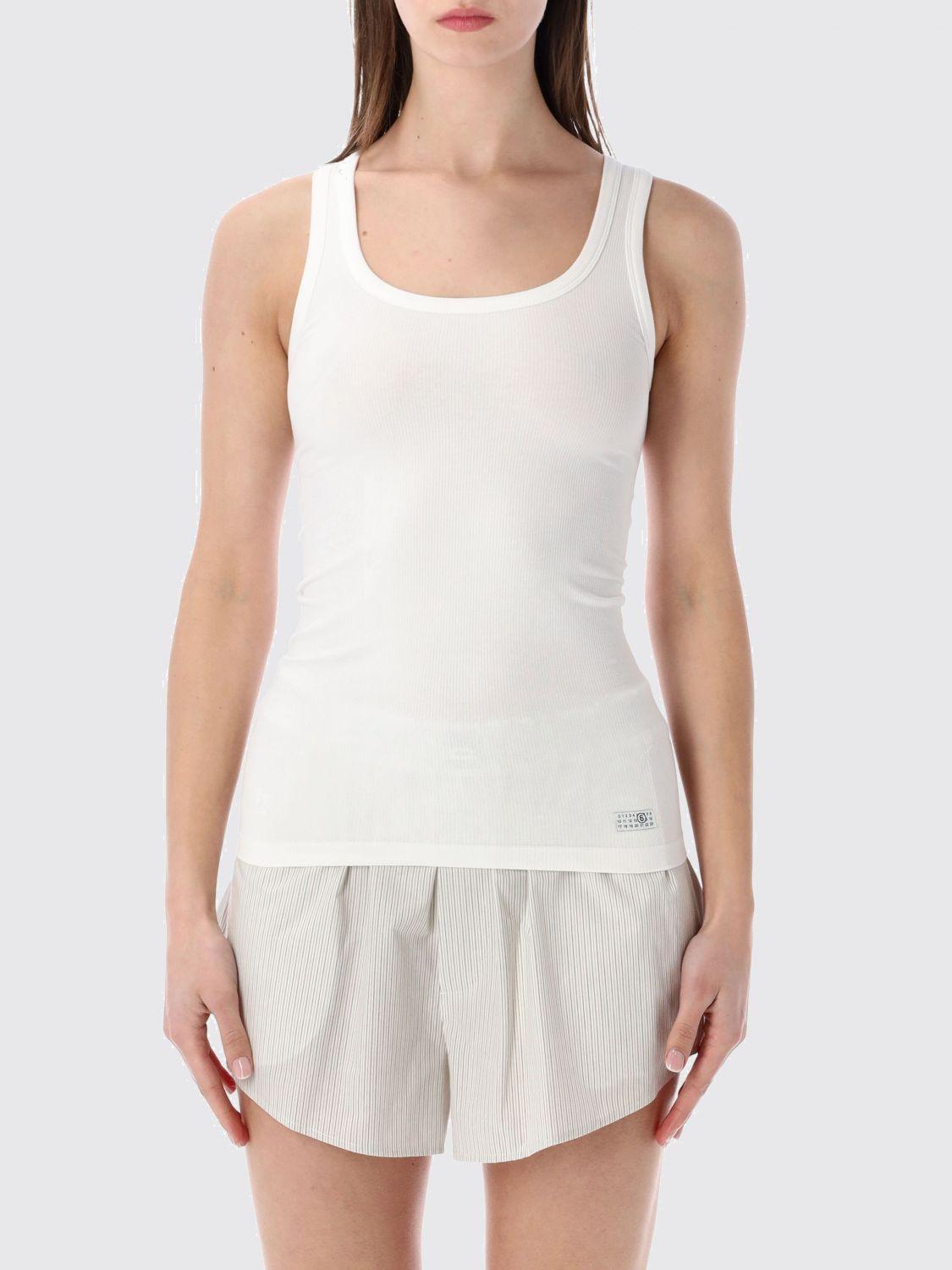 Maison Margiela White Cotton Tank Top Sleeveless Shirt