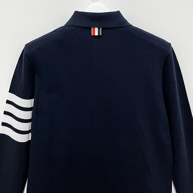 THOM BROWNE Navy Classic 4-Bar Armband Long-Sleeve Polo Tee