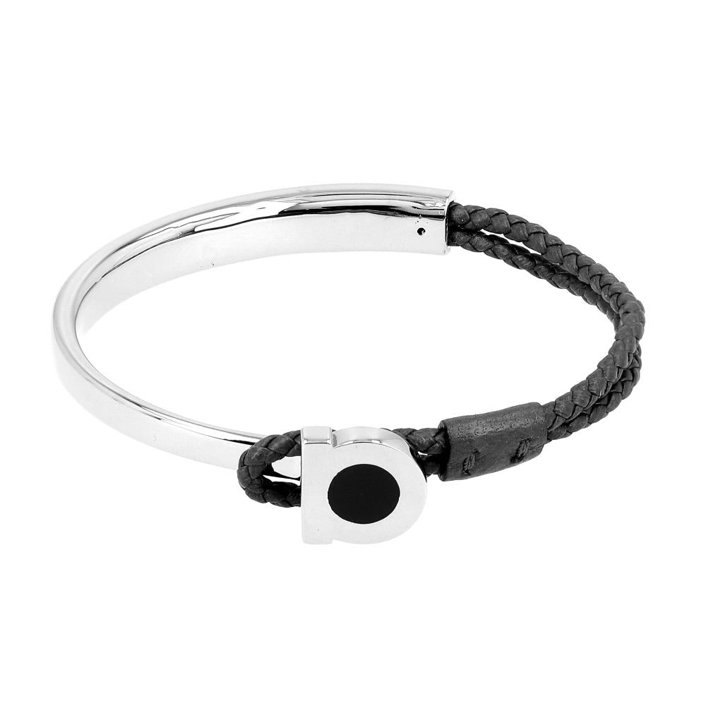Ferragamo Gancini Semi Rigid Braided Leather Men’s Bracelet 77 0401 0791263