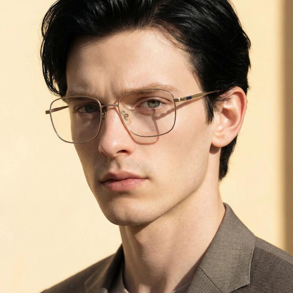HUGO BOSS Titanium Gold-Tone Lightweight Oversized Eyeglass Frame BOSS 1297F AOZ