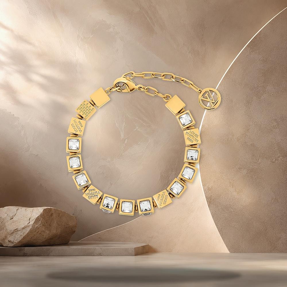 Louis Vuitton Gold-Tone Metal LV Cube Bracelet M04126