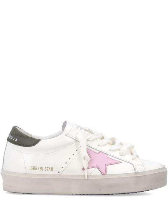 GOLDEN GOOSE Hi Star Glitter Star Low-Top Sneakers White Leather