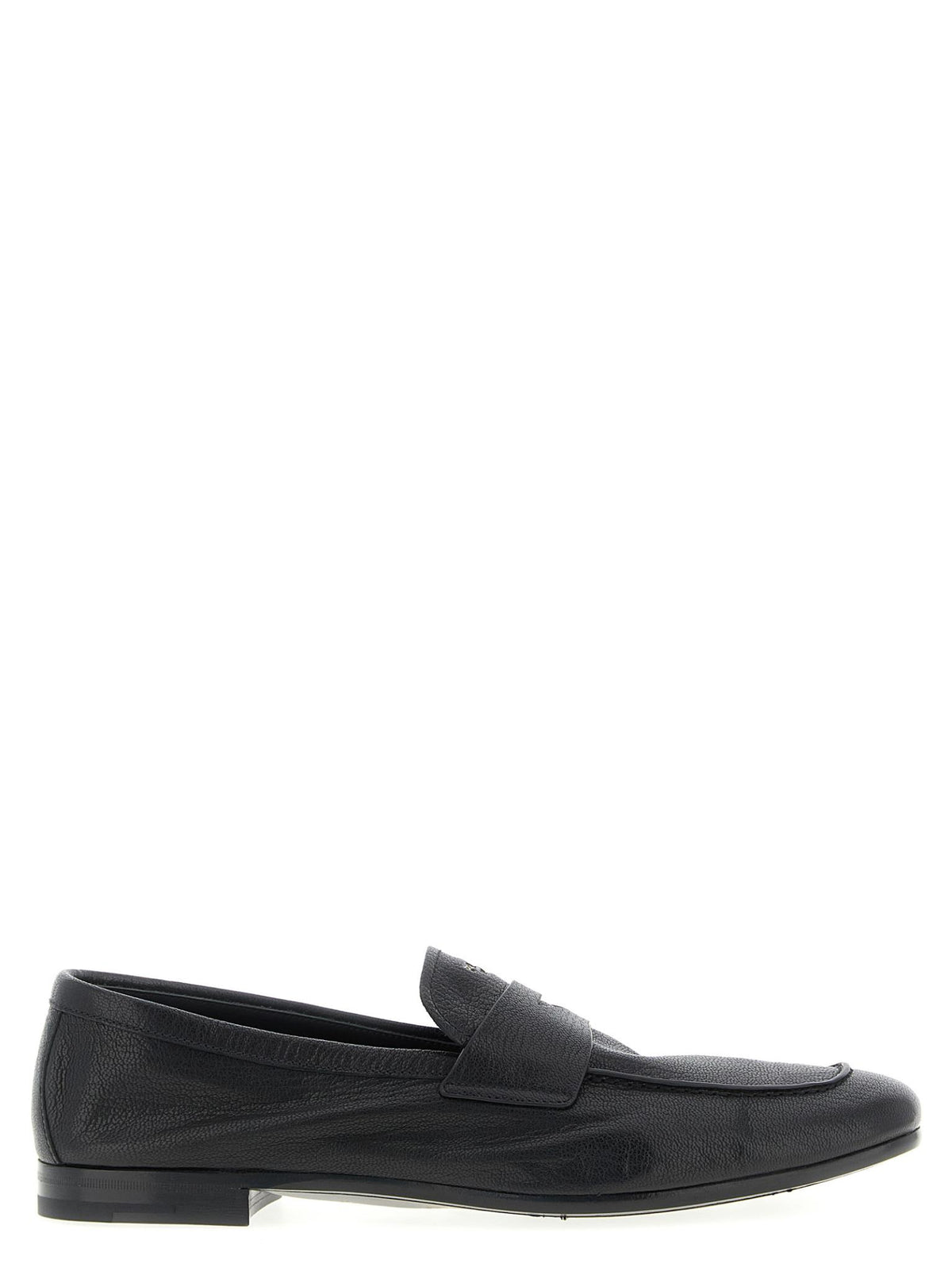 PRADA Black Leather Slip-On Loafers for Men