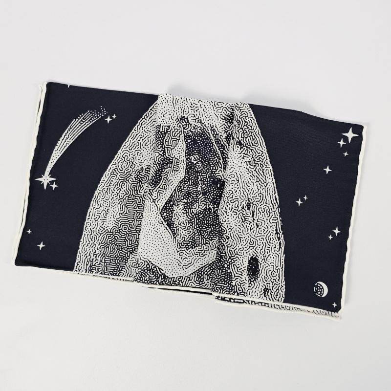 HERMES Clair de Lune Silk Scarf 70 Carré Black White Women