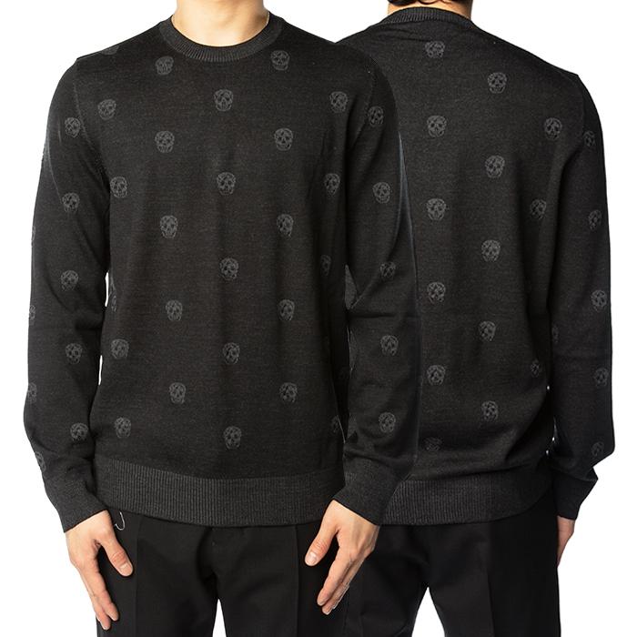 Alexander Mcqueen Skull Embroidered Wool Crewneck Sweater Men’s Black