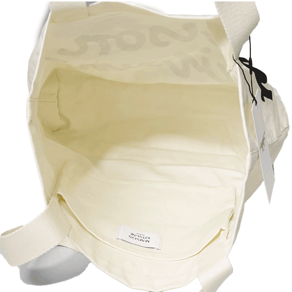 Maison Margiela Handwriting Print Eco Cotton Tote Bag Beige