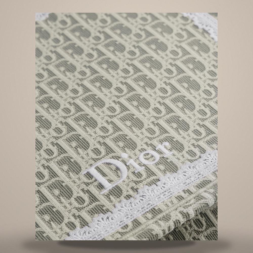 DIOR Latte Gray Oblique Embroidered White Lace Medium Book Tote S M1354PEHT M074
