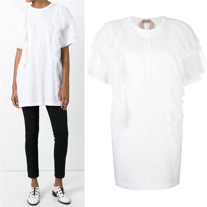 N˚21 Women’s Lace Trim Long T-Shirt White